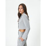Koton Crop Blazer Ceket Tek Düğmeli Cep Detaylı - 38 - Gri