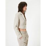 Koton Crop Blazer Ceket Uzun Kollu - Ekru - 42