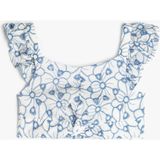 Koton Crop Bluz Askılı Fırfırlı Çiçek Desenli Fisto Detaylı - Mavi - 11 - 12 Yaş