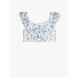Koton Crop Bluz Askılı Fırfırlı Çiçek Desenli Fisto Detaylı