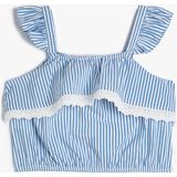 Koton Crop Bluz Askılı Fırfırlı Fisto Detaylı - 6 - 7 Yaş - Mavi