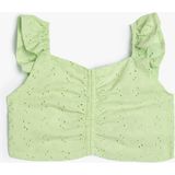 Koton Crop Bluz Askılı Fistolu Büzgü Detaylı Fırfırlı - Yeşil - 11 - 12 Yaş