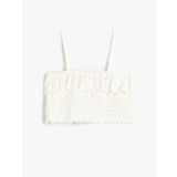 Koton Crop Bluz Askılı Gipe Detaylı Fırfırlı