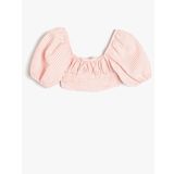 KOTON Crop Bluz Balon Kollu Büzgü Detaylı