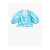 Koton Crop Bluz Balon Kollu Fırfırlı