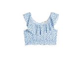 Koton Crop Bluz Düşük Omuz Fırfırlı Çiçek Desenli