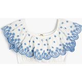 Koton Crop Bluz Düşük Omuz Fırfırlı Işlemeli - 11 - 12 Yaş - Beyaz
