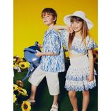 Koton Crop Bluz Düşük Omuz Fırfırlı Katlı Floral Desenli Pamuklu - Beyaz - 11 - 12 Yaş