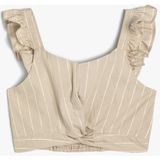 Koton Crop Bluz Fırfırlı Kolsuz Pamuklu - Ekru - 13 - 14 Yaş