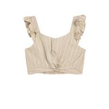 Koton Crop Bluz Fırfırlı Kolsuz Pamuklu