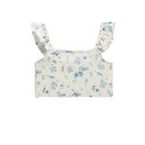 Koton Crop Bluz Keten Karışımlı Fırfırlı Askılı