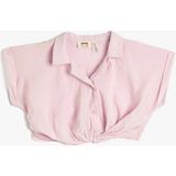 Koton Crop Bluz Kısa Kollu Gömlek Yaka Önden Bağlamalı Modal Kumaş - 6 - 7 Yaş - Kırmızı