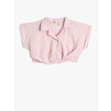 Koton Crop Bluz Kısa Kollu Gömlek Yaka Önden Bağlamalı Modal Kumaş