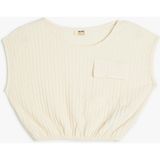Koton Crop Bluz Kolsuz Dokulu Beli Lastikli - Ekru - 11 - 12 Yaş