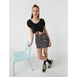 Koton Crop Büzgülü Siyah Günlük Kadın T-shirt