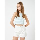 Koton Crop Fitilli Atlet Halter Yaka Biye Detaylı - Yeşil