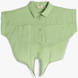 Koton Crop Gömlek Önden Bağlama Detaylı Kısa Kollu Cepli Modal Kumaş - 4 - 5 Yaş - Yeşil