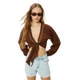 Koton Crop Kimono Önden Bağlamalı Slim Fit Uzun Kollu