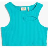 Koton Crop Üst Pencere Detaylı Kolsuz Yuvarlak Yaka Ribanalı Pamuklu - 9 - 10 Yaş - Mavi