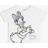 Koton Daisy Duck Kısa Kollu Pamuklu Tişört Kız Çocuk Lisanslı Baskılı Şık Tasarım - 18 - 24 Ay - Beyaz