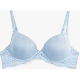 Koton Dantel Detaylı Push Up Dolgulu Balenli Sütyen - 85B - Mavi
