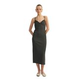 Koton Derin V Yaka Slim Fit Midi Boy İnce Askılı Kalem Elbise