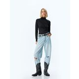 Koton Dik Yaka Drapeli Bluz Uzun Kollu Slim Fit