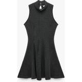 Koton Dikiş Detaylı Slim Fit Kolsuz Dik Yaka Kloş Mini Elbise - Siyah
