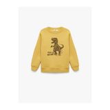 Koton Dinozor Baskılı Bisiklet Yaka Şardonlu Sarı Erkek Çocuk Sweatshirt 7WKB10059TK