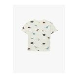 Koton Dinozor Baskılı Pamuklu Ekru Erkek Bebek T-Shirt, 18-24 AY, 6SMB10021TK, Ekru Desenli, Erkek bebek