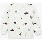 Koton Dinozor Baskılı Pamuklu Uzun Kollu Bisiklet Yaka Sweatshirt Ekru Erkek Çocuk Oversize Model - 9 - 12 Ay