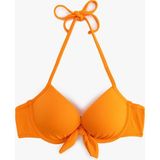 Koton Dokulu Boyundan Bağlamalı Push-Up Bikini Üstü - Turuncu - 38
