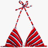 Koton Dokulu Çizgili Üçgen Bikini Üstü - 34 - Kırmızı