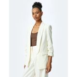 Koton Drape Detaylı 3/4 Uzun Kollu Blazer Ceket - Ekru - 38