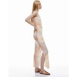 Koton Drape Detaylı Astarlı Soyut Desenli Slim Fit Uzun Straplez Turuncu Elbise