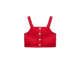 Koton Düğme Detaylı Pamuklu Kare Yaka Askılı Crop Bluz