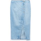 Koton Düğme Detaylı Yırtmaçlı Midi Denim Etek - Mavi - 34