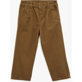 Koton Düğmeli Gabardin Kumaş Pamuklu Havuç Kesim Pantolon - Kahve - 5 - 6 Yaş - Regular