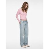 Koton Düğmeli Uzun Kollu U Yaka Katmanlı Modal Karışımlı Slim Fit Hırka - Pembe