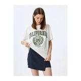 Koton Ekru Kadın Baskılı T-Shirt 6SAL10059IK