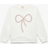 Koton Ekru Kız Çocuk Sweatshirt Fiyonk Baskılı Truvakar Kol Rahat Tasarım - 5 - 6 Yaş