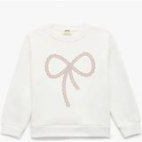 Koton Ekru Kız Çocuk Sweatshirt Fiyonk Baskılı Truvakar Kol Rahat Tasarım - 5 - 6 Yaş