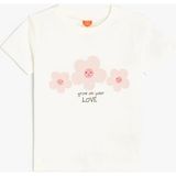 Koton Ekru Kız Çocuk T-Shirt Kısa Kol Grafik Desenli Günlük Stil 9 - 12 Ay 4SMG10023AK