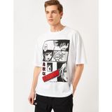 Koton Erkek Anime Baskılı Oversize Tişört - Beyaz