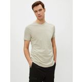 Koton Erkek Basic T-Shirt, Kısa Kollu, Bisiklet Yaka, Pamuklu, Ekru, 3XL