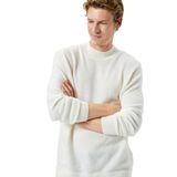 KOTON Erkek Basic Triko Kazak Yarım Balıkçı Yaka Dar Kesim, Ekru (010), Xl