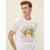 Koton Erkek Baskılı T-Shirt Kısa Kollu Pamuklu - Beyaz
