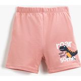 Koton Erkek Bebek Dinozor Baskılı Beli Lastikli Şort Pamuklu - Somon - 1 - 1,5 Yaş