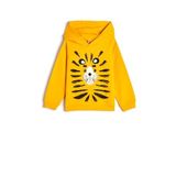 KOTON Erkek Bebek Kapüşonlu Uzun Kollu Hayvan Baskılı Sweatshirt, Sarı, 9/12 Ay