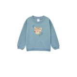 Koton Erkek Bebek Pamuklu Uzun Kollu Bisiklet Yaka Kaplan Baskılı Oversize Sweatshirt, Mavi, 24-36 Ay